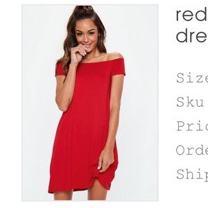 Missguided red bardot skater dress